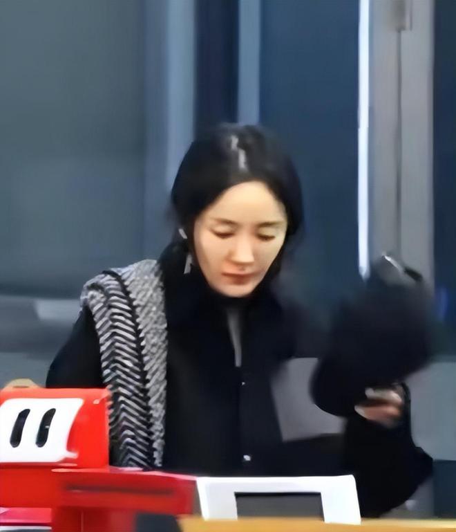 杨幂真实素颜曝光！凌晨出现在机场发顶稀疏瘪嘴凹脸干瘪无力(图4)