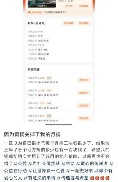 Emc易倍体育：黄杨钿甜耳环事件让5月出现停止月捐潮捐了钱还要被说是仇富(图4)